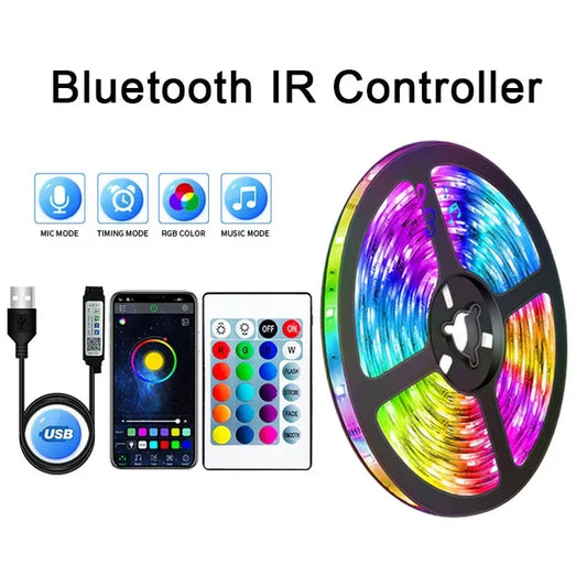 LED Strip Light WIFI Bluetooth Control 5050 RGB Led Lights Flexible Ribbon Luces Led 1M-30M 5V USB TV BackLight Room Decoration - Glo Shop