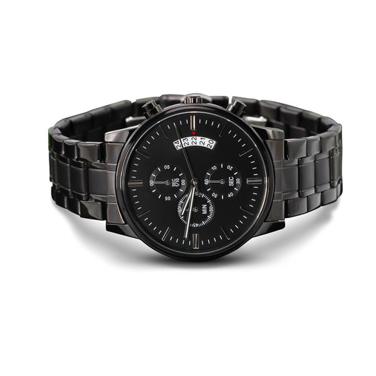 Custom Engraving Men's Black Steel Watch - Glo Shop