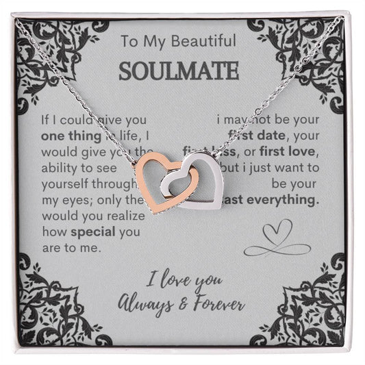 To My Beautiful Soulmate Message Card with (Interlocking Hearts Necklace) - Glo Shop