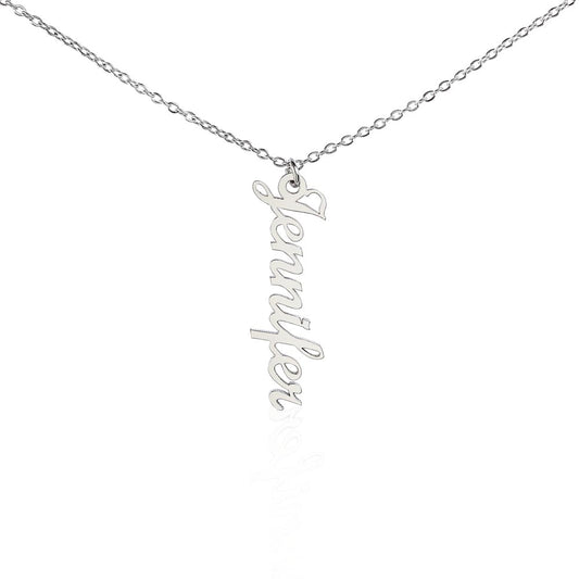 Custom Women's Vertical Name Necklace #4 (No MC) - Glo Shop