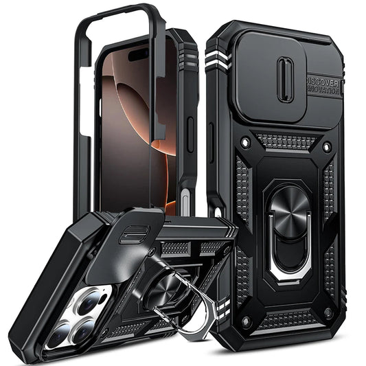 Case For iPhone 16 15 14 13 12 11 Pro XS Max XR Plus Camera Slide Military Grade Armor Protection 360 Degree Rotate Armor Cover - Glo Shop