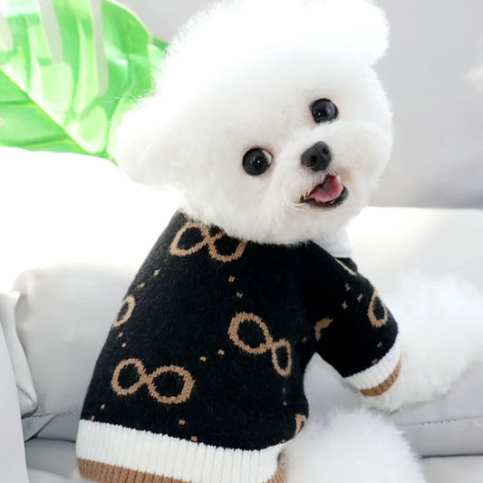 Winter Dog Clothes Soft Puppy Kitten High Striped Cardigan Warm Knitted Sweater Coat Fashion Clothing for Pet Dogs Cat - Glo Shop